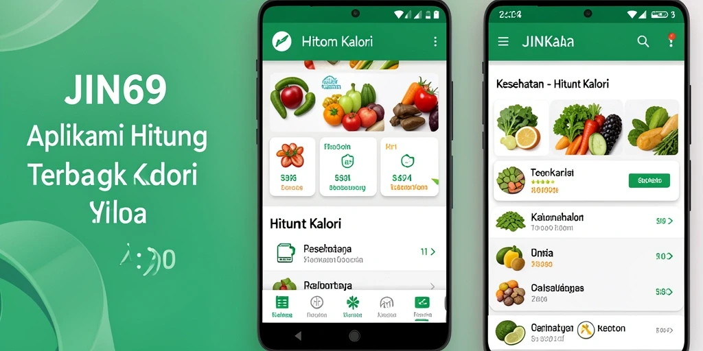 Tampilan antarmuka aplikasi JIN69 dengan fitur Hitung Kalori yang menarik.