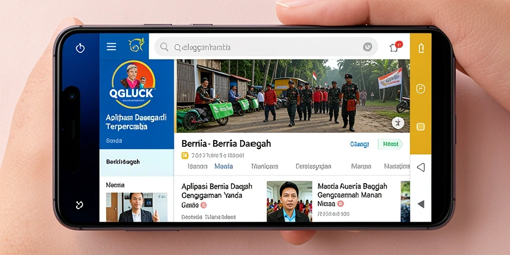 Tampilan antarmuka QGLUCK untuk berita daerah yang menarik dan informatif.